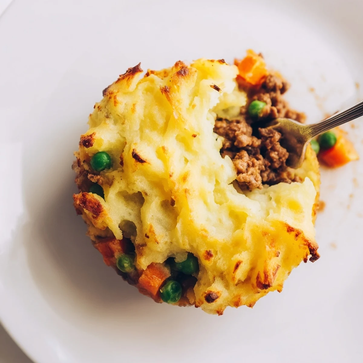 Mini shepherds pie baked until golden with savory meat filling and creamy mashed potatoes