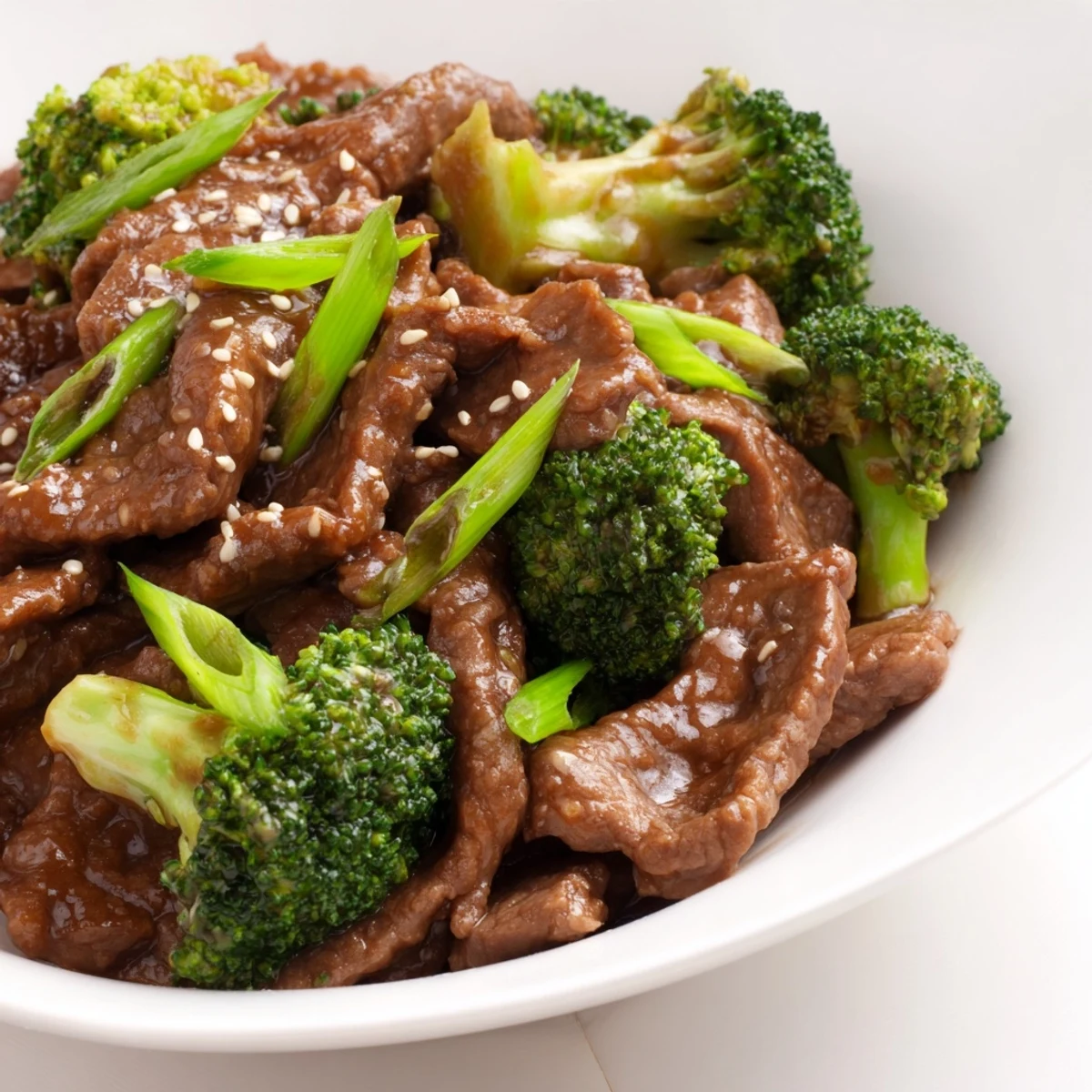 Golden glazed beef strips with vibrant green broccoli drizzled with thickened sauce in this easy Instant Pot beef and broccoli