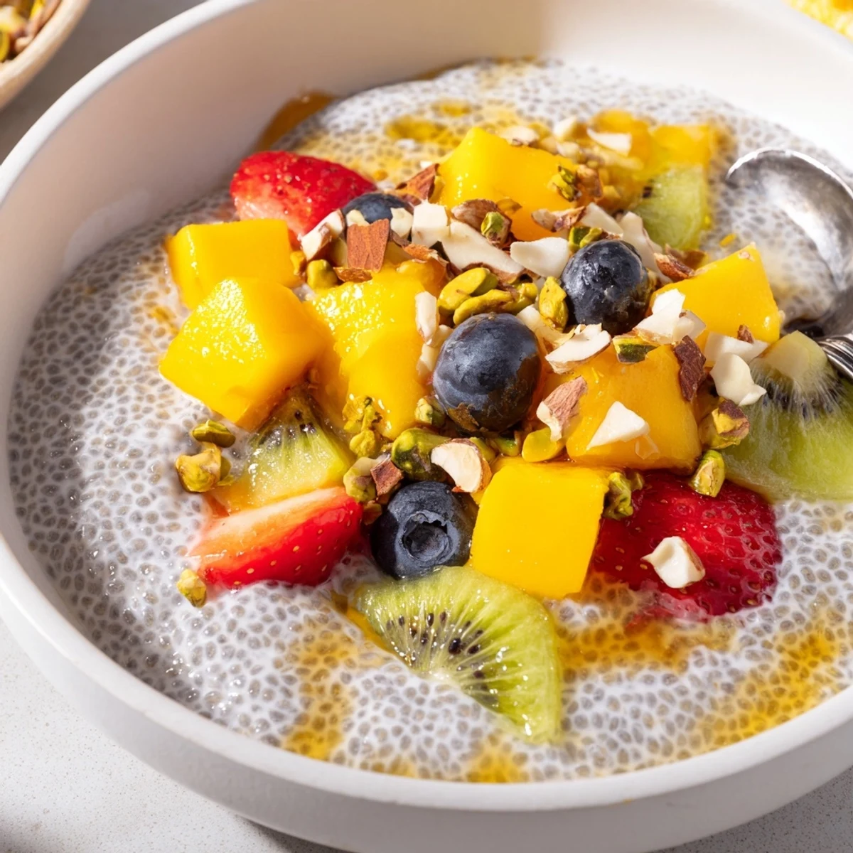Silky Coconut Chia Pudding ready to spoon, subtly sweet with vanilla aroma