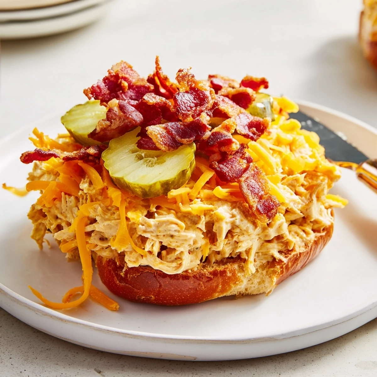 Warm Crack Chicken Sandwiches oozing cheddar, ranch-scented chicken, served with iced tea