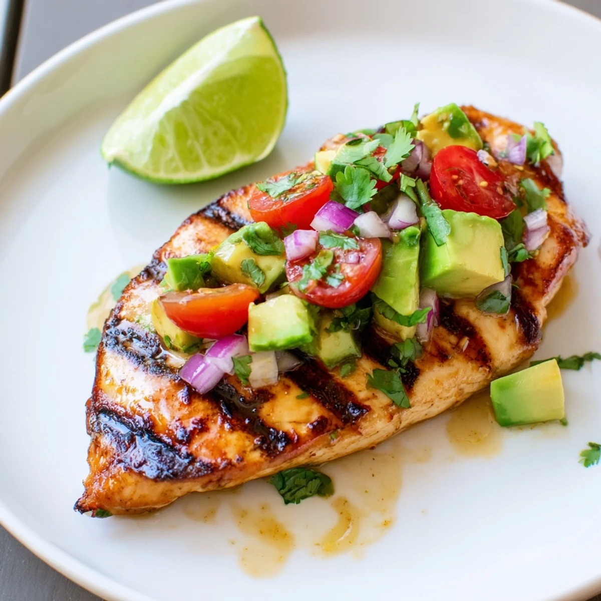 Skewered and charred Fiesta Lime Chicken With Avocado served alongside warm corn tortillas  