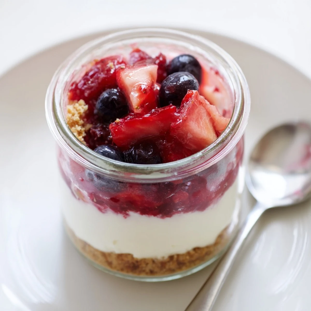 Make-ahead Berry No Bake Cheesecakes chilled, silky filling topped with juicy berries