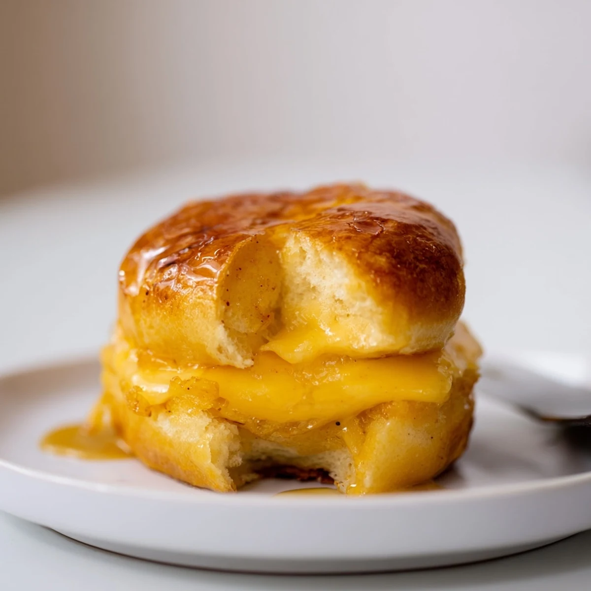 Warm Mini Grilled Cheese Hawaiian Rolls pulled apart, melty cheese oozing