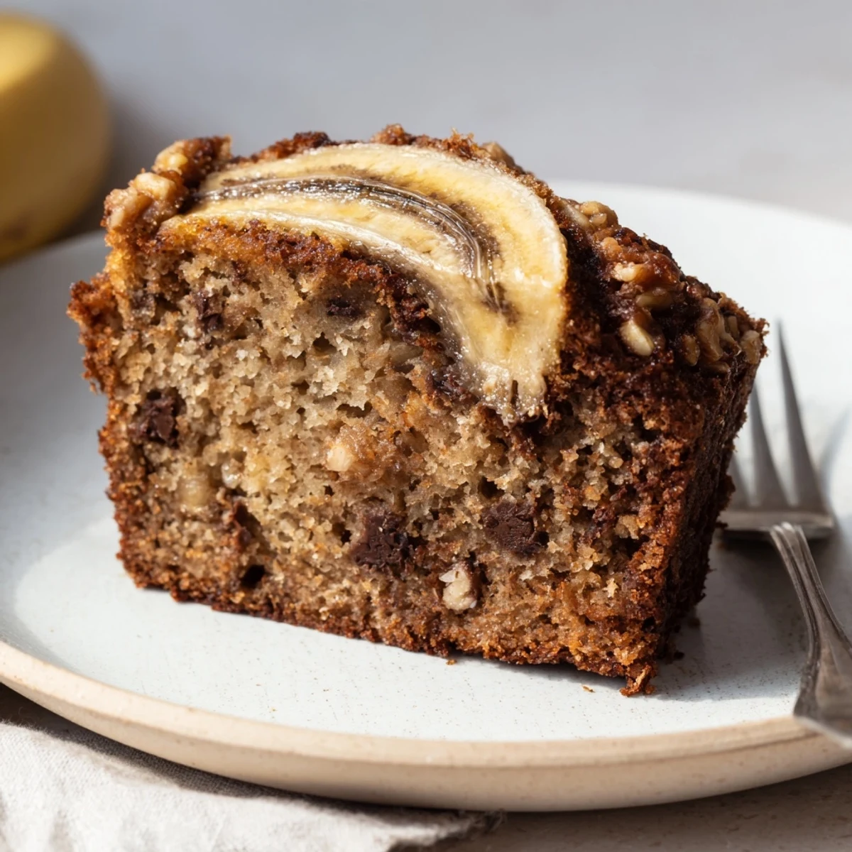 Homestyle Banana Bread Cake Recipe studded with walnuts, soft, buttery interior