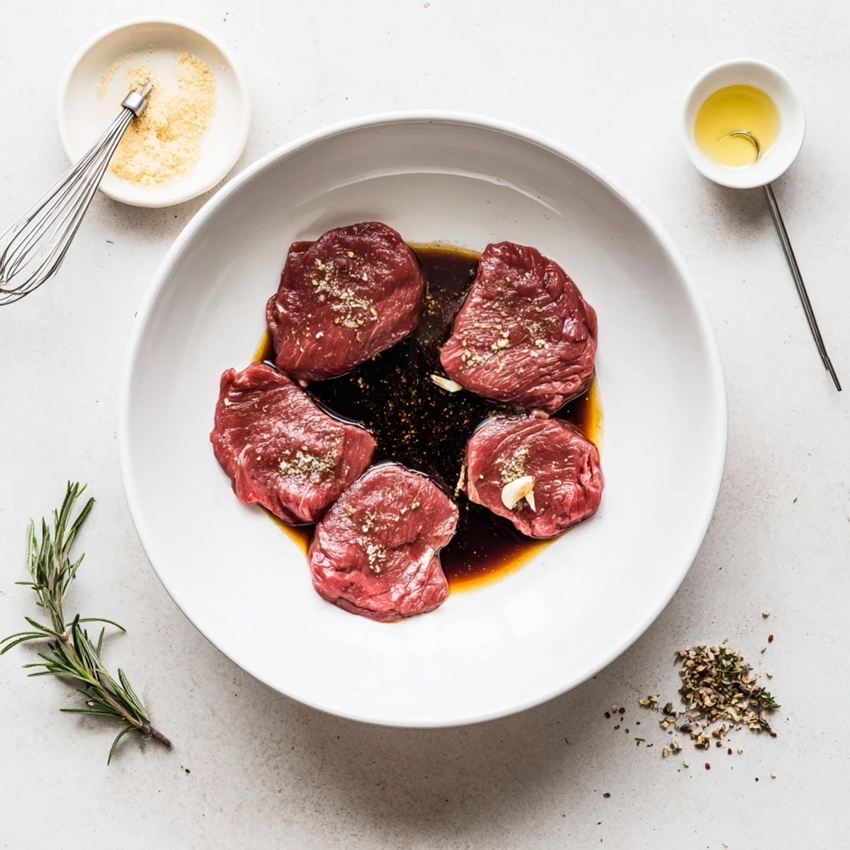 Bright lemon and balsamic flavors in Steak Marinade, perfect for pan-searing