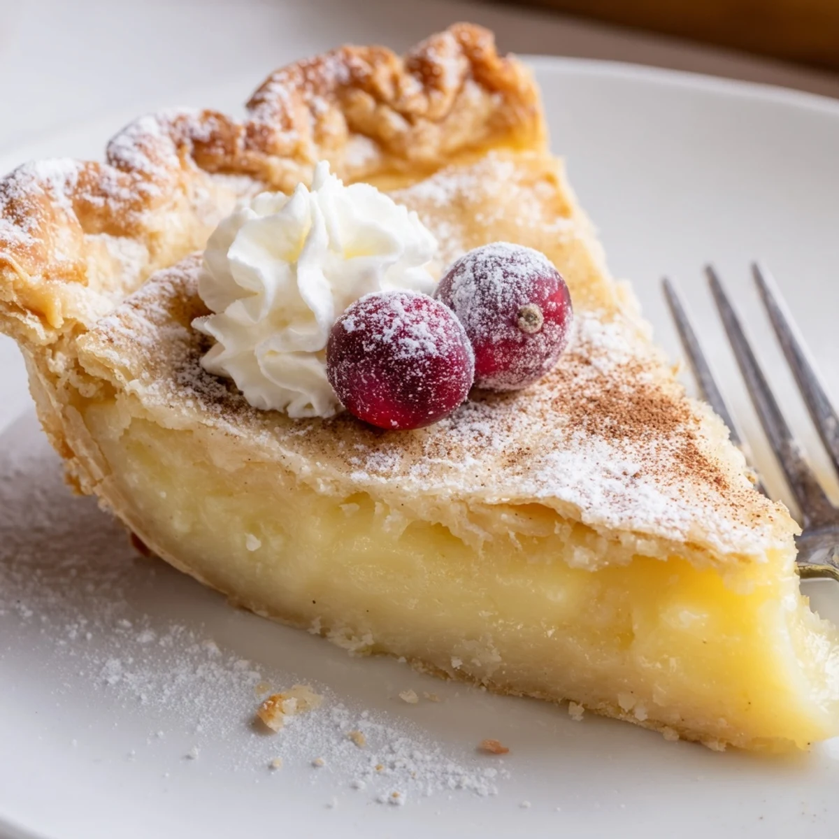 Christmas Eve Custard Pie With Cinnamon Vanilla set on wire rack, cooling slowly