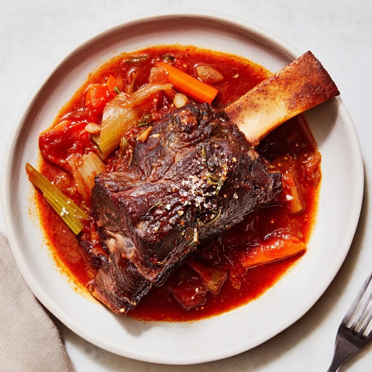Slow Cooker Beef Short Ribs glistening in rich sauce over mashed potatoes