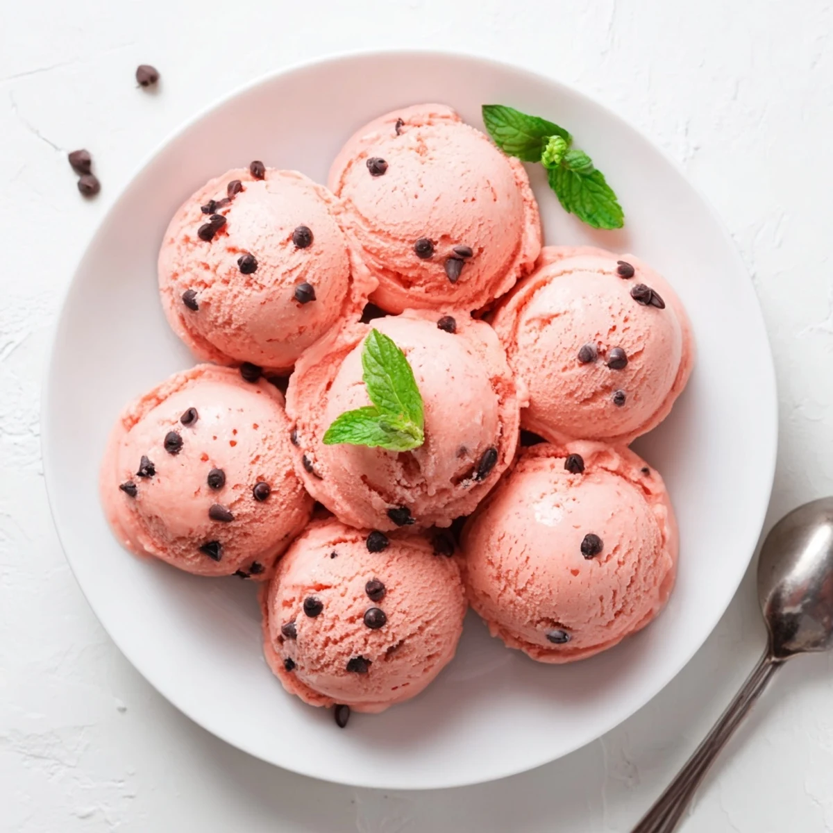 Refreshing scoops of frozen watermelon ice cream served on a hot summer afternoon