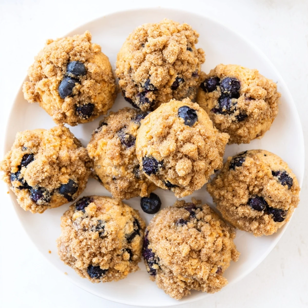 Fresh blueberry cookies with crunchy streusel topping arranged on a cooling rack