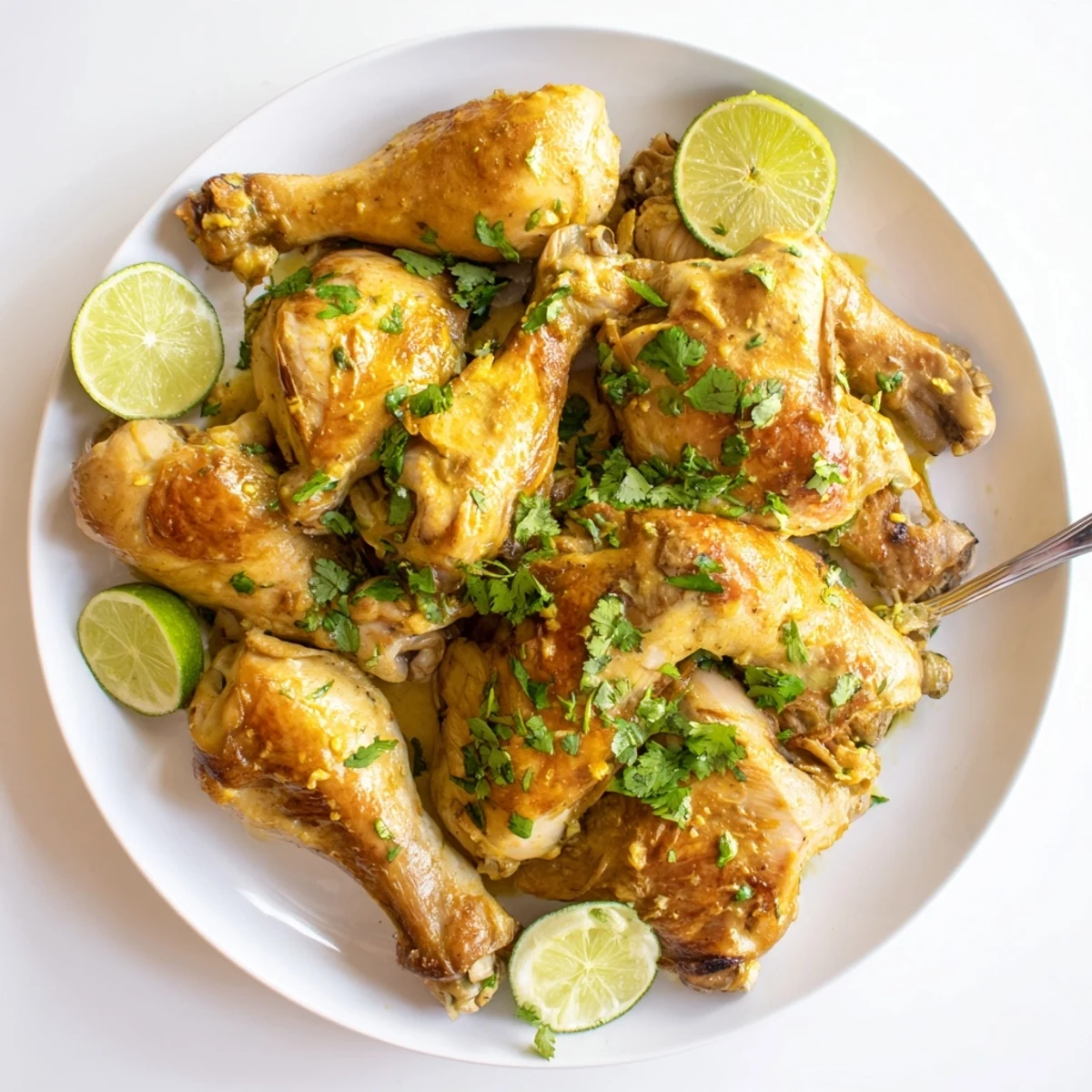 Oven-baked Ina Garten Indonesian Chicken pieces with aromatic spices served over steamed white rice
