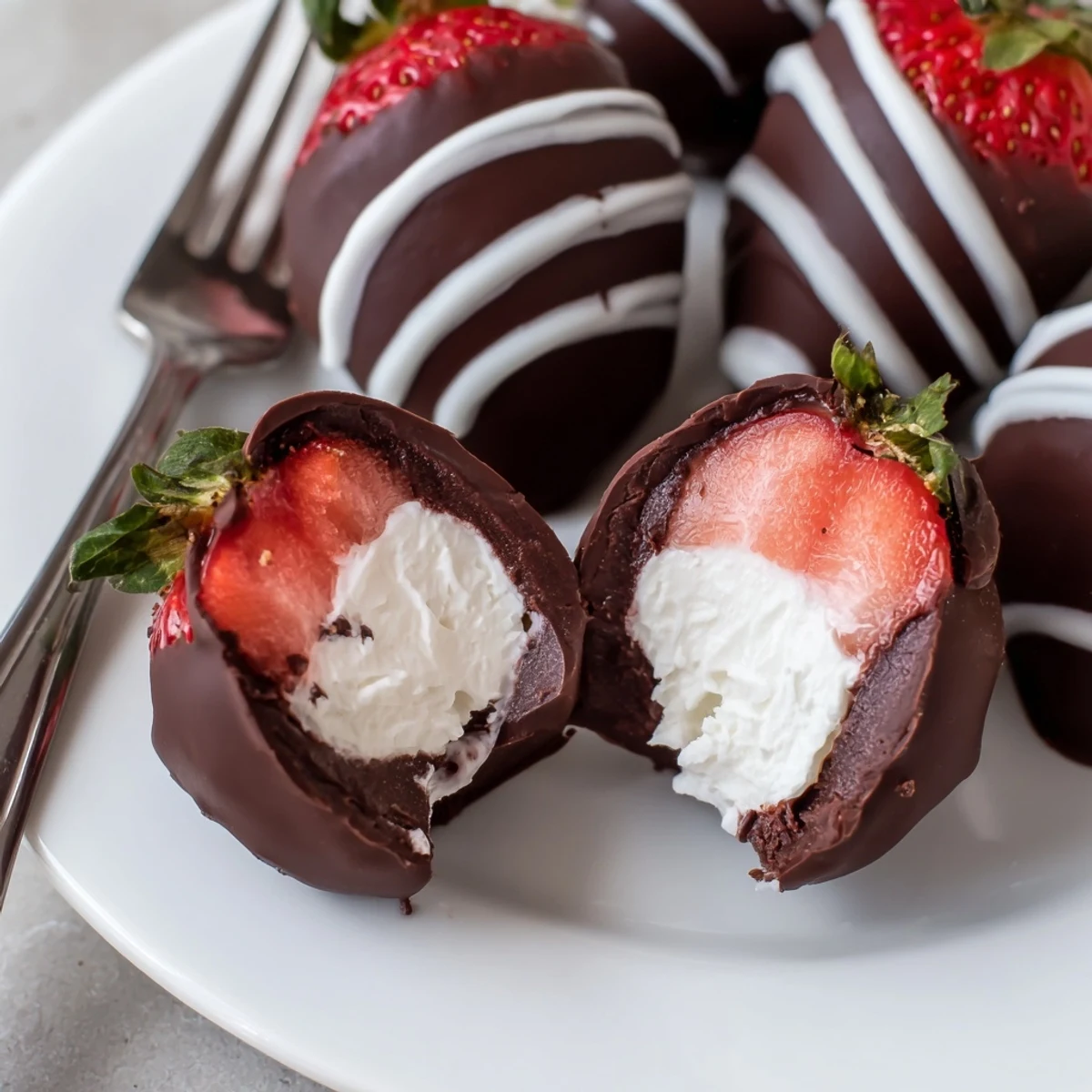 Hand dipped Strawberry Bombs cooling on parchment, rich chocolate sheen, bite sized