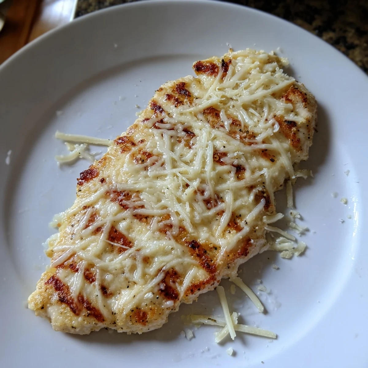 Creamy-topped Longhorn Steakhouses Parmesan Crusted Chicken, crunchy panko edges, lemon squeeze.
