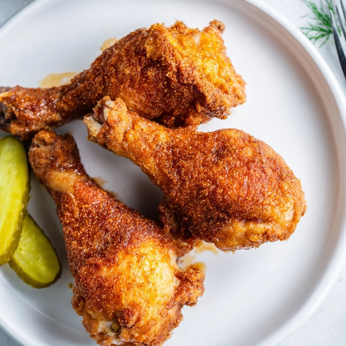 Juicy Spicy Honey Butter Fried Chicken releasing sweet-heat aroma, served with coleslaw.
