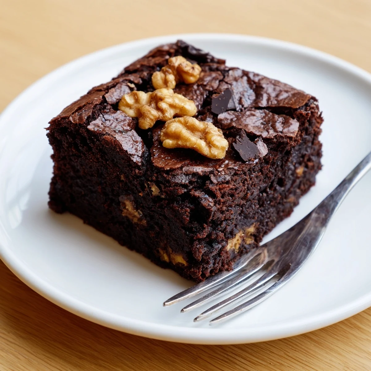 Fudgy ultimate brownies with a shiny crackly top, cut into rich chocolate squares