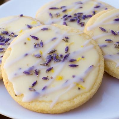 Iced Lemon Lavender Shortbread Cookies
